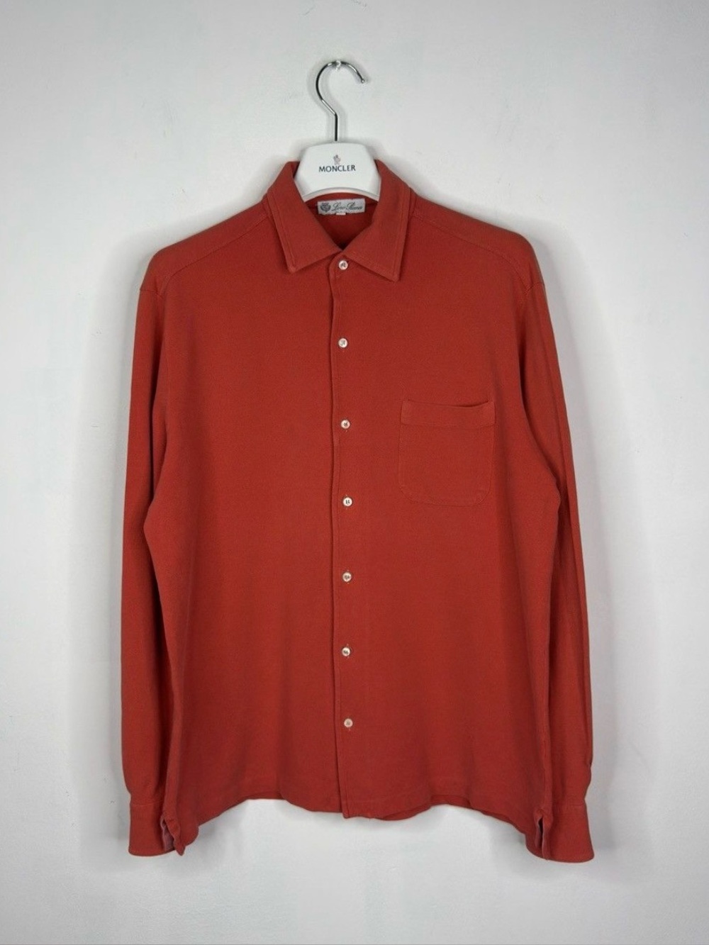 Loro Piana Long-Sleeve Button-Down Shirt in Washed Rust Orange